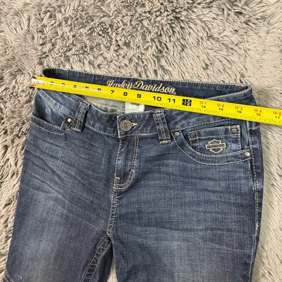 Harley-Davidson Women’s Flare Jeans Size 10 Embellished Snap Leg Moto Denim - Picture 9 of 14